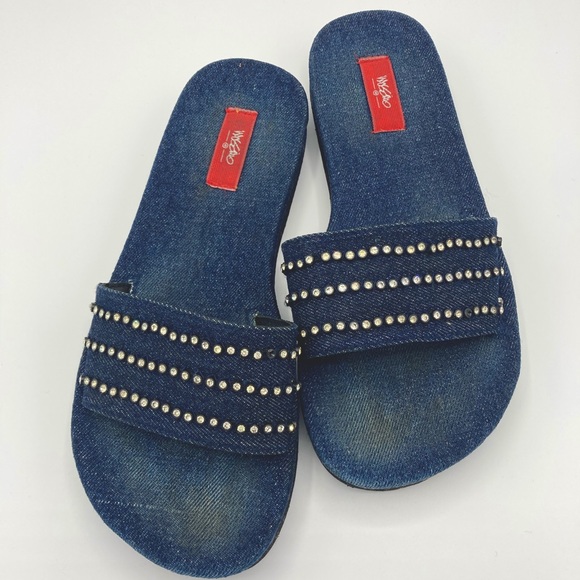 Women’s Denim Slide Sandals - Picture 1 of 4